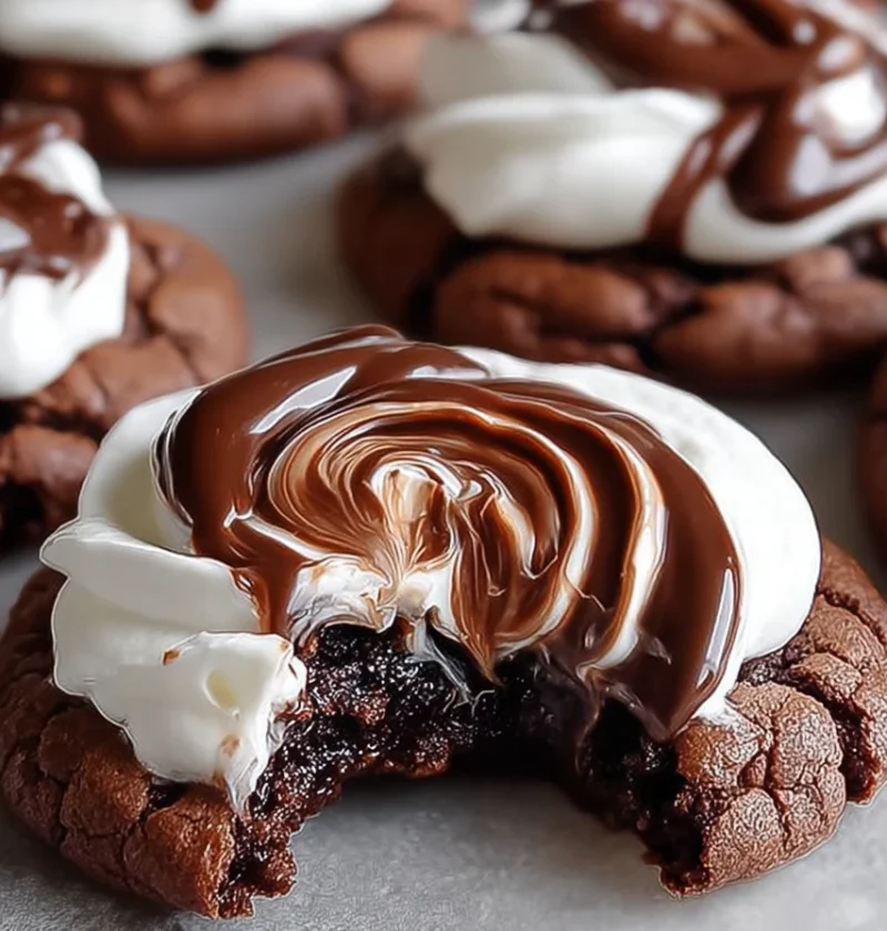 Double Chocolate Marshmallow Cookies Gooey Fudgy Treat