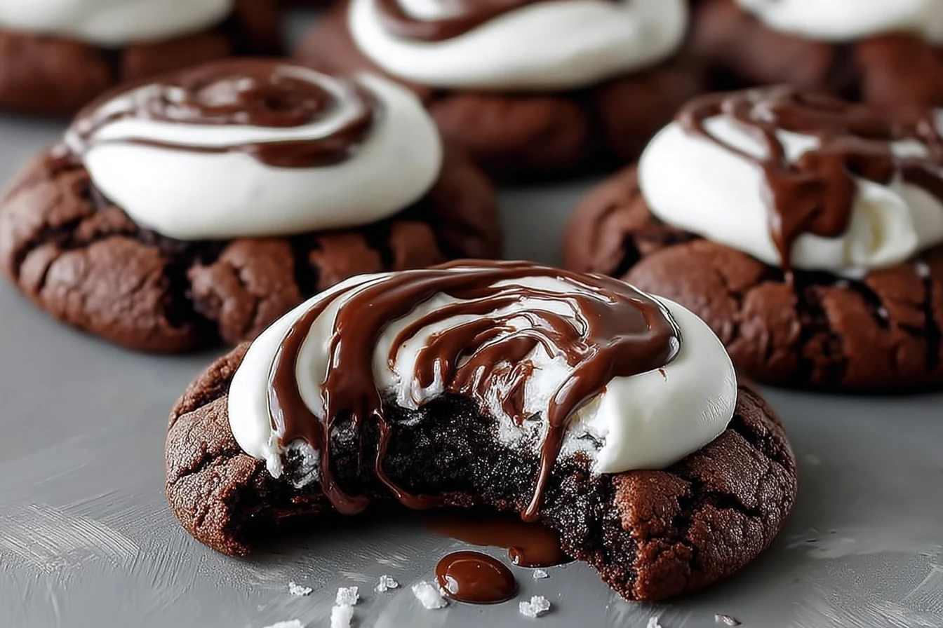 Double Chocolate Marshmallow Cookies Gooey Fudgy Treat