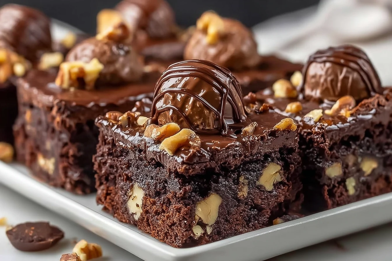 Ferrero Rocher Fudge Brownies – Ultra Rich & Decadent Dessert