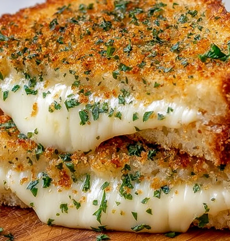 Garlic Bread Grilled Cheese Crispy Cheesy Comfort Food