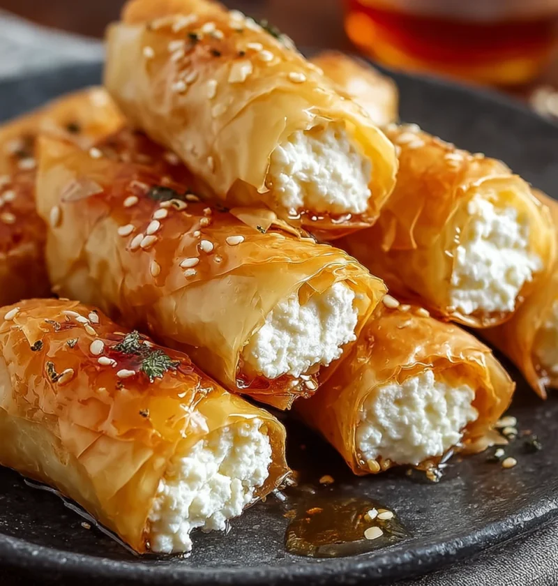 Ovenfried Feta Rolls Spicy Chili Honey Crispy Appetizer