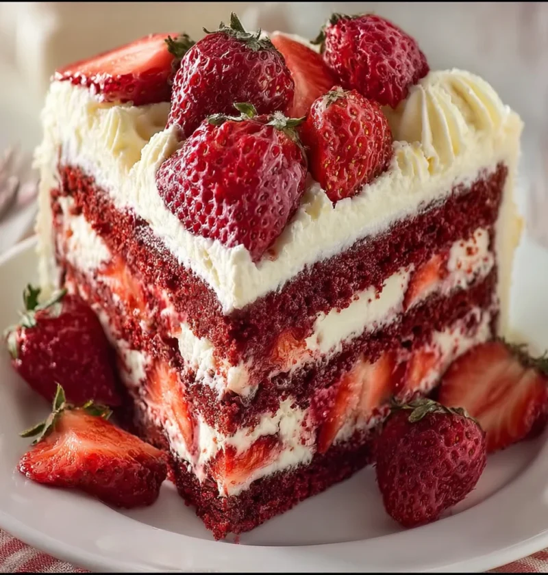 Strawberry Velvet Cake Soft Moist Creamy Recipe