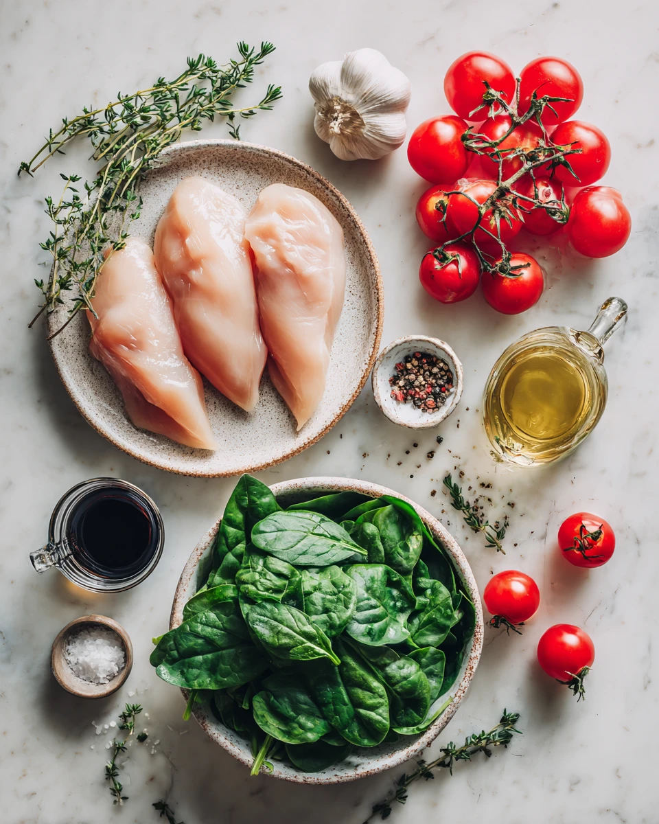 Balsamic Chicken Breast Spinach Tomatoes