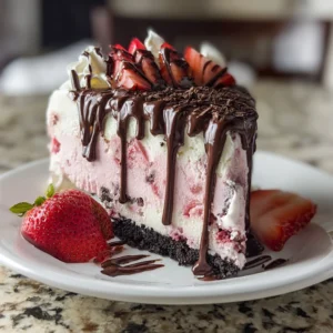 Chocolate Covered Strawberry Ice Cream Cake – Easy Dessert