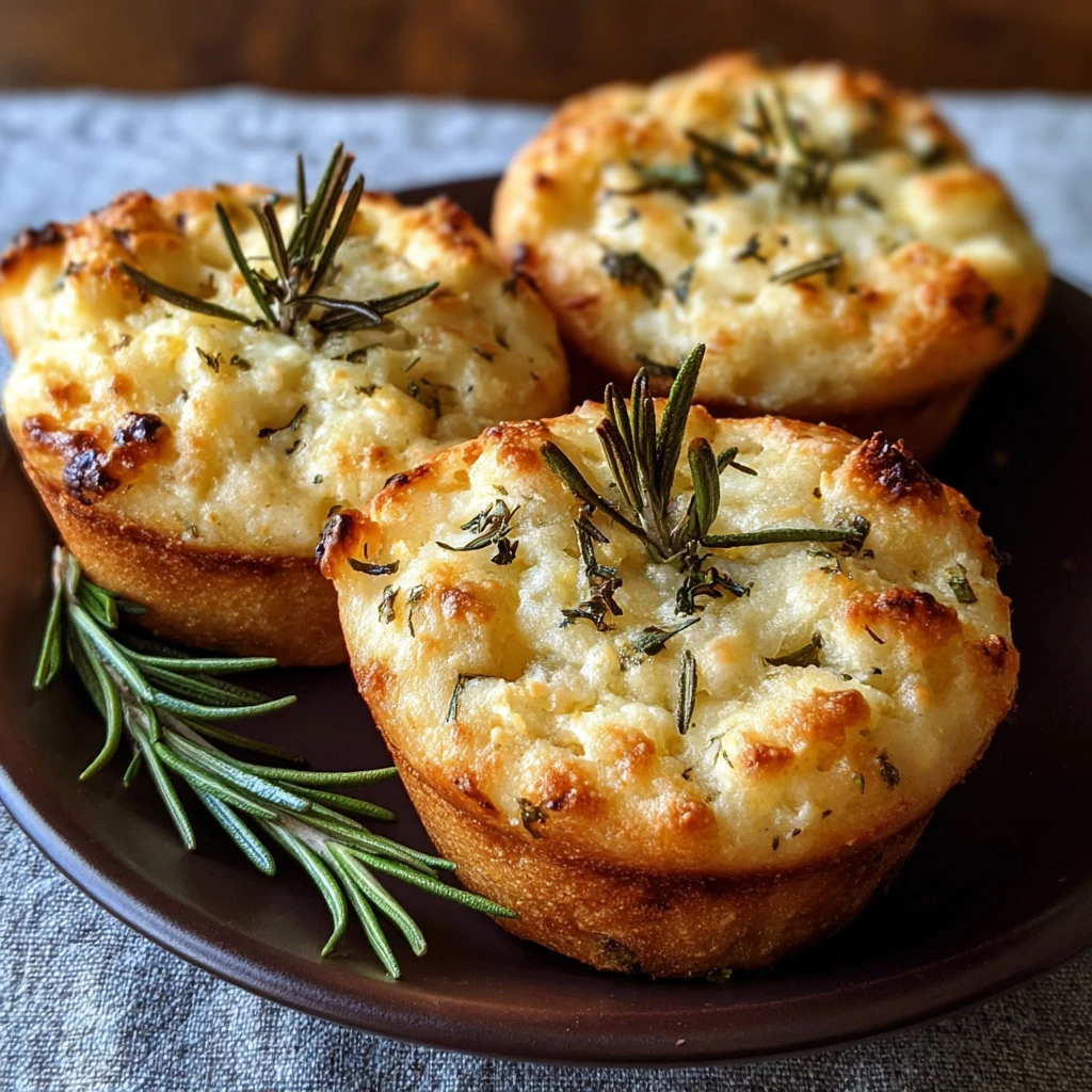 Garlic Rosemary Focaccia Muffins