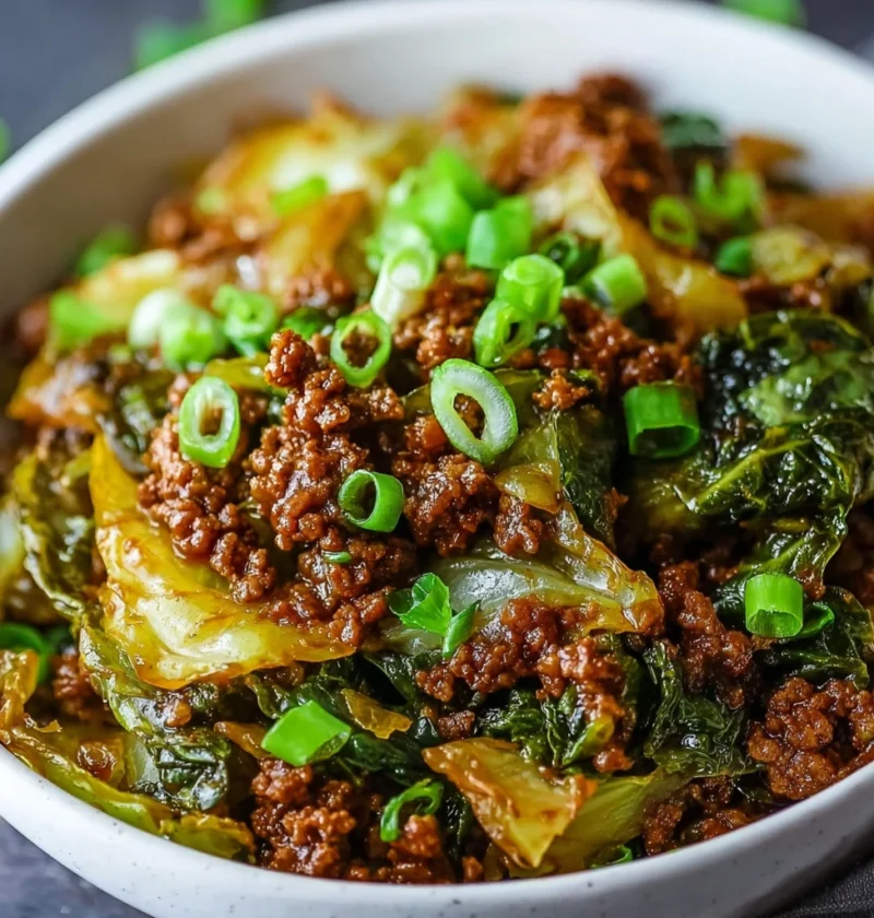 Low Carb Mongolian Ground Beef Cabbage Keto Meal
