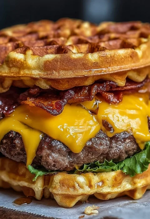 Maple Bacon Waffle Burger Sweet Savory Recipe