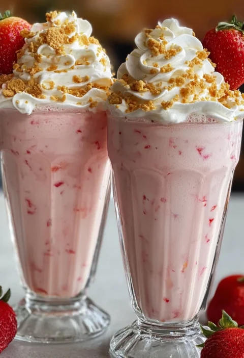 Strawberry Cheesecake Milkshake Creamy Dessert Drink