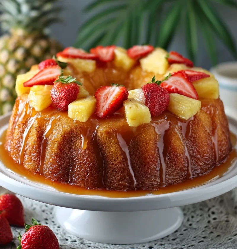 Sweet Strawberry Pineapple Pound Cake