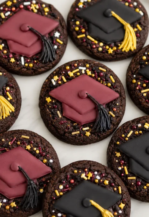 Chocolate Grad Cookies with Sprinkles