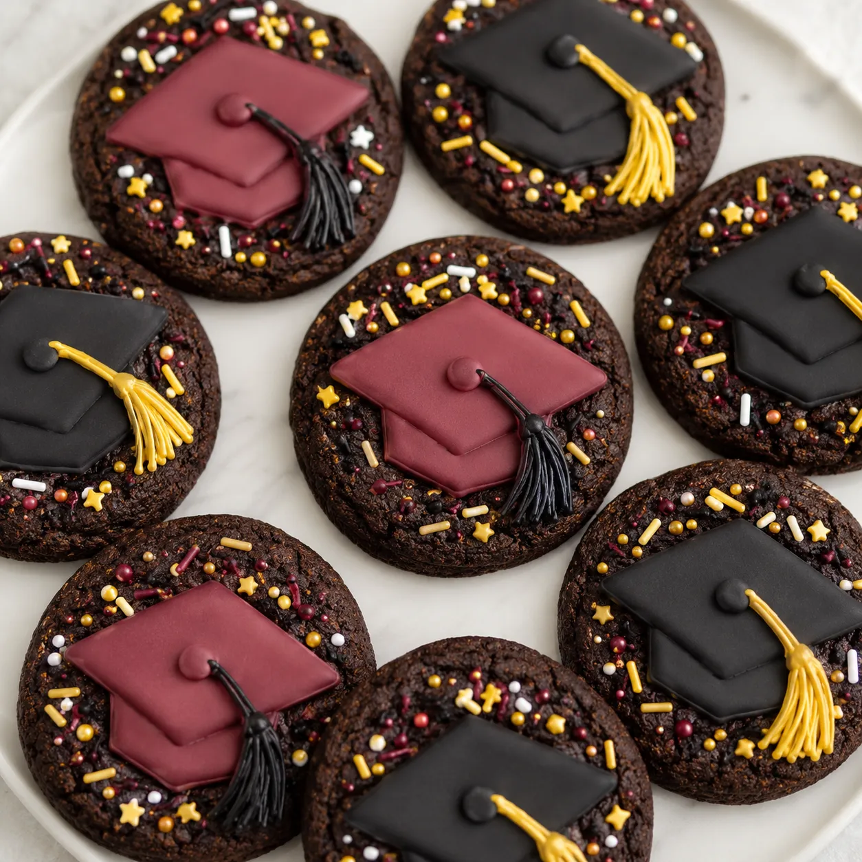 Chocolate Grad Cookies with Sprinkles