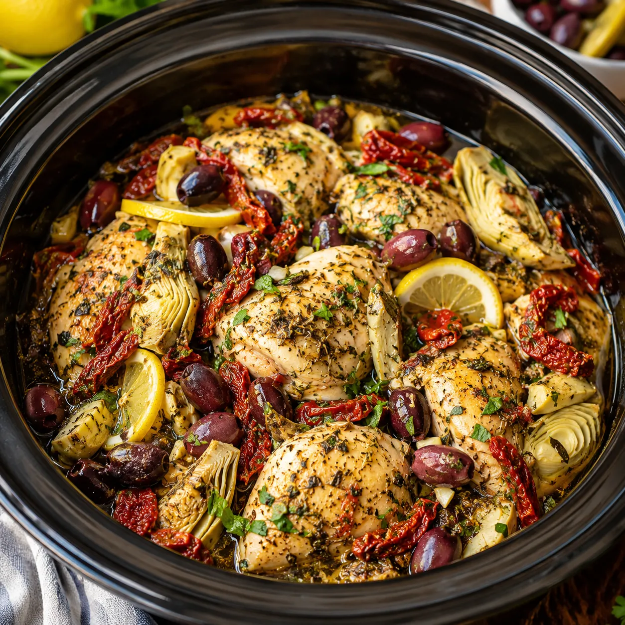 Slow Cooker Mediterranean Chicken With Artichokes