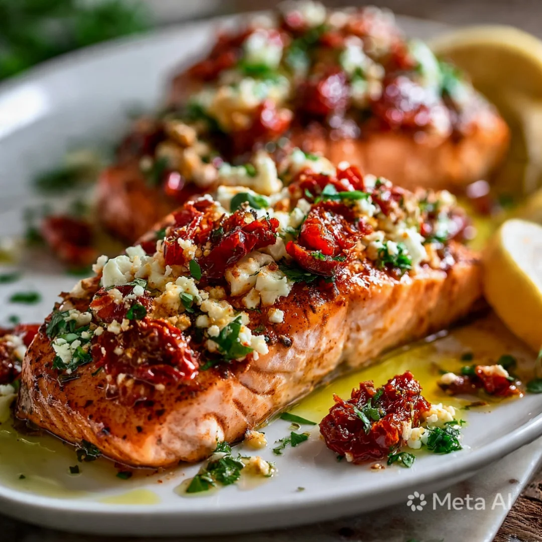 Baked Salmon with Feta & Sun-Dried Tomatoes