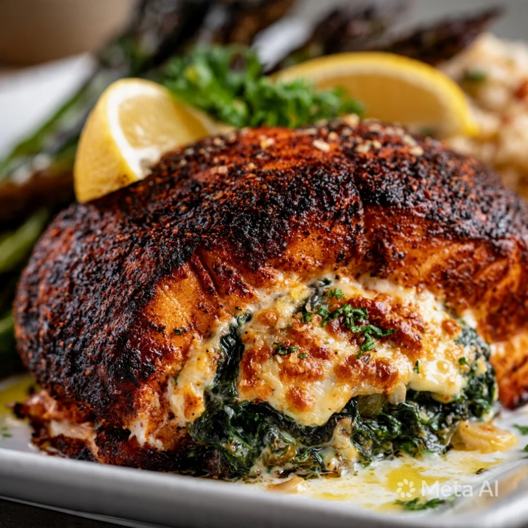 Blackened Salmon St￭ with Spinach & Parmesan
