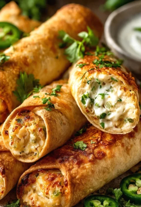 Crispy Jalapeño Popper Chicken Alfredo Taquitos