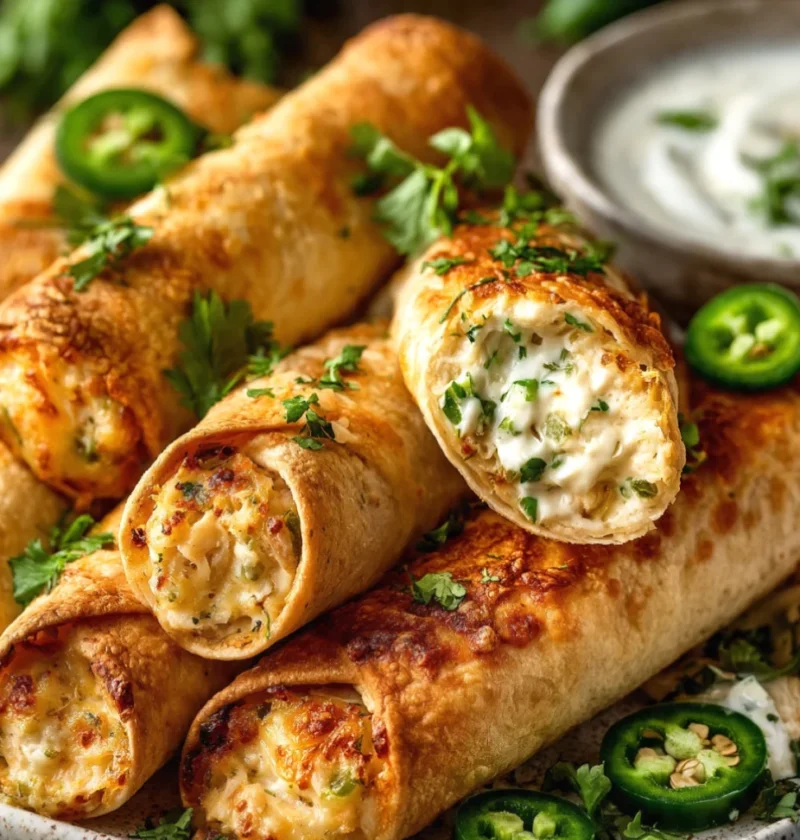 Crispy Jalapeño Popper Chicken Alfredo Taquitos