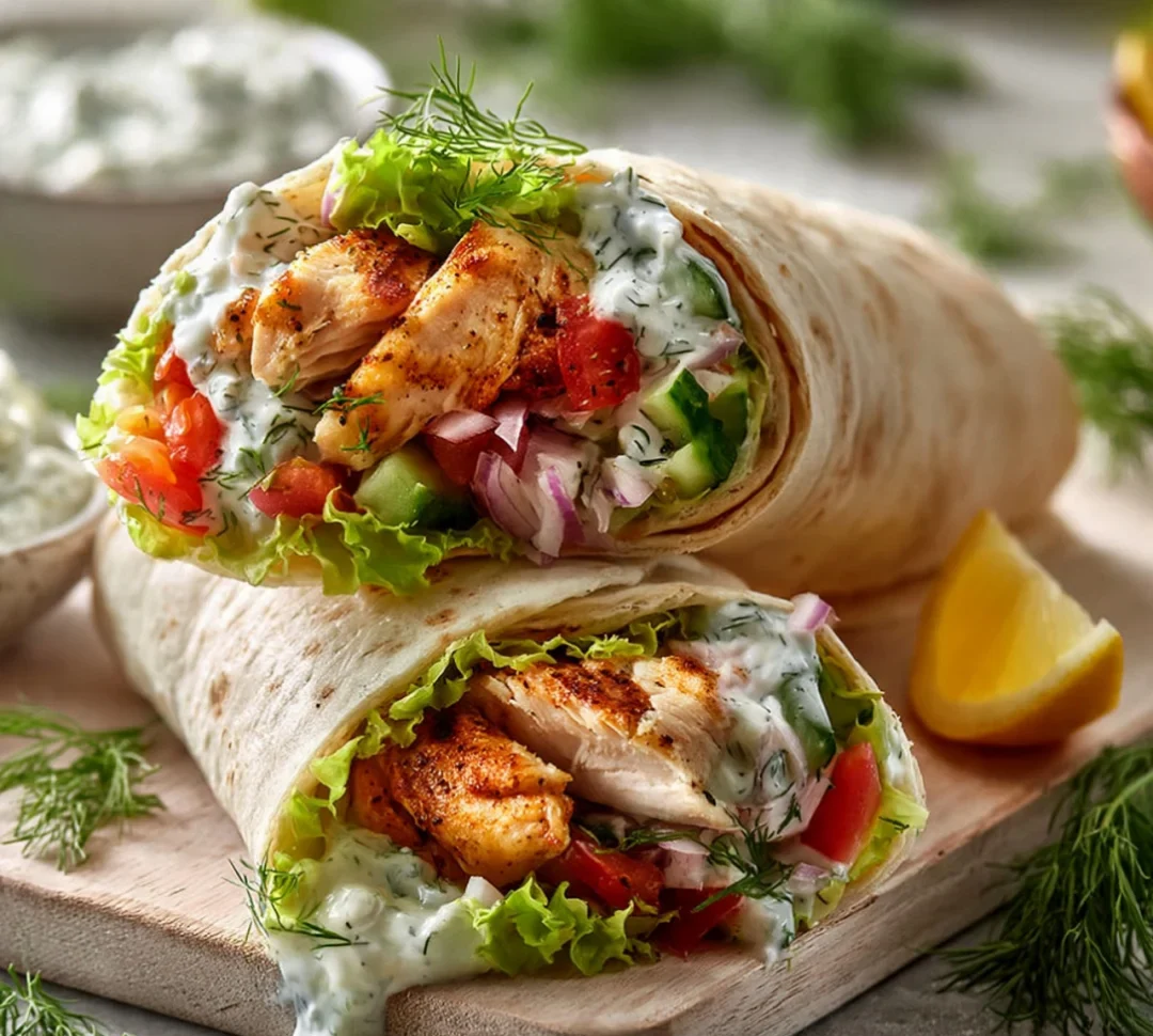 Cucumber-Dill Tzatziki Chicken Wraps & Easy and Delicious