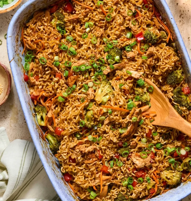 Chicken Ramen Noodle Bake