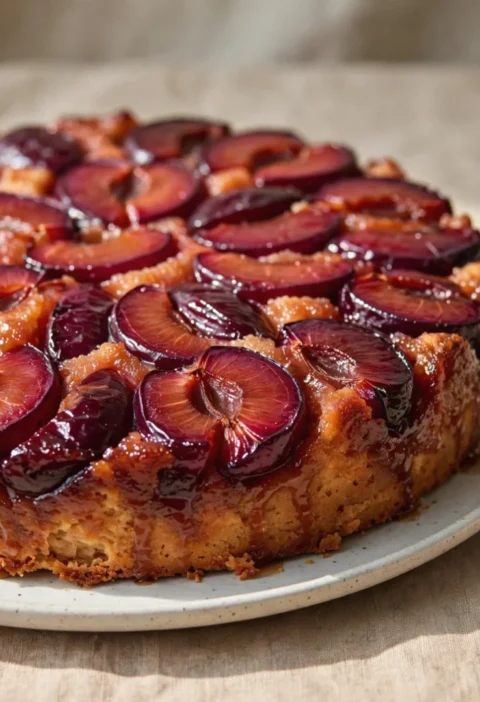 plum upside-down cake