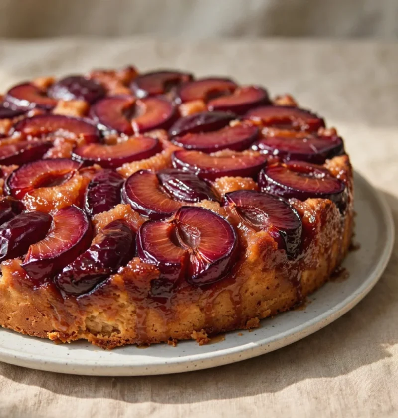 plum upside-down cake