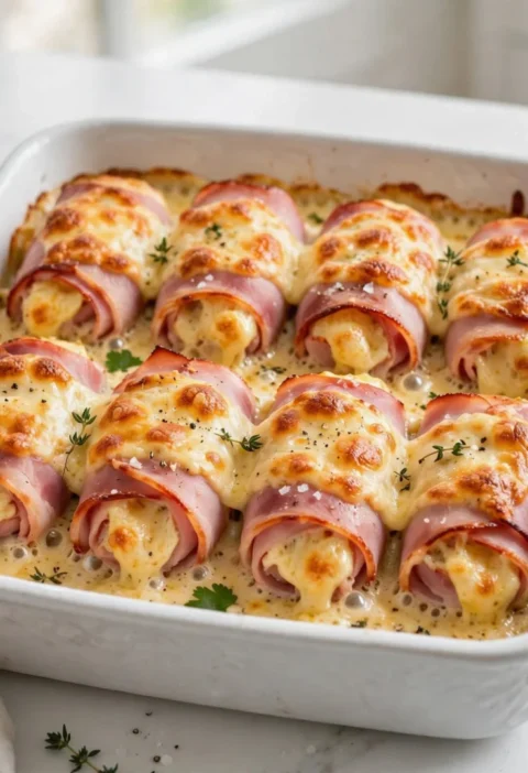 Baked ham and cheese rolls