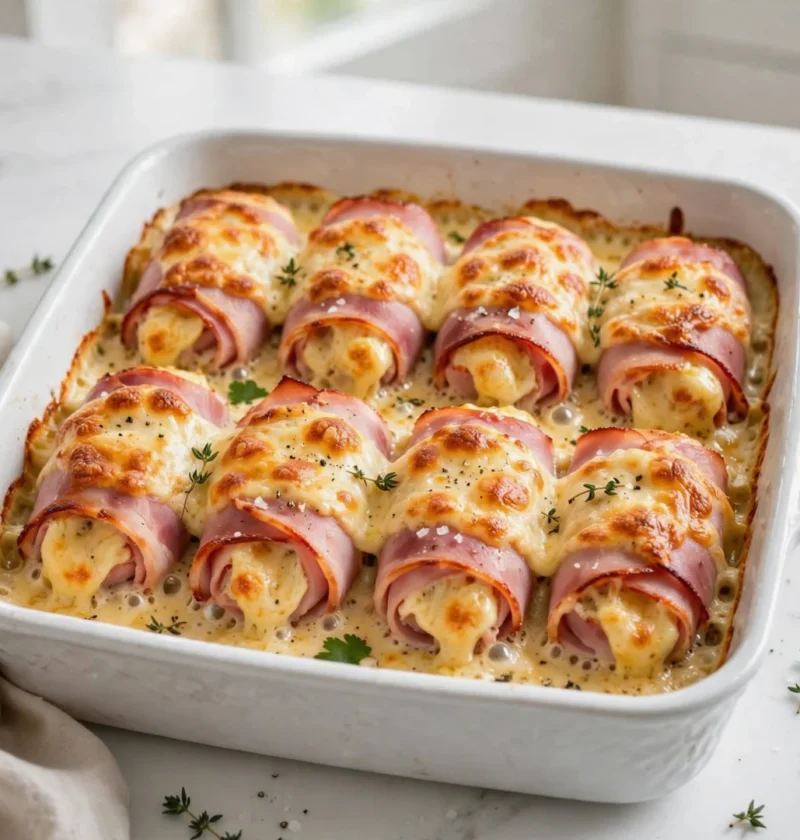 Baked ham and cheese rolls