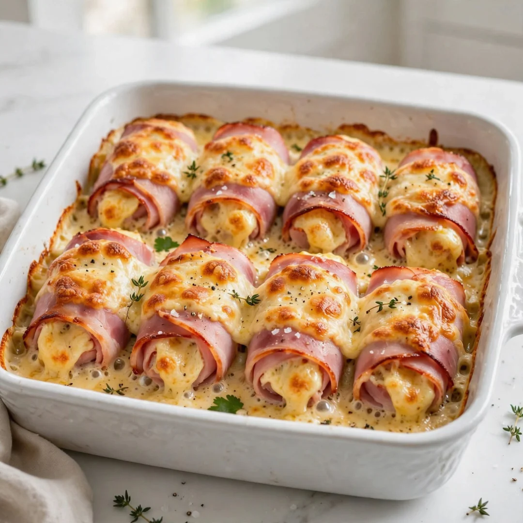 Baked Ham and Cheese Rolls