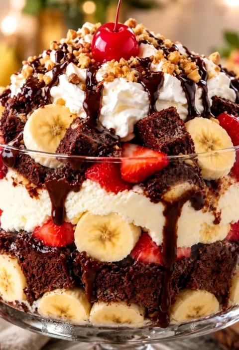 Banana Split Brownie Cheesecake Trifle