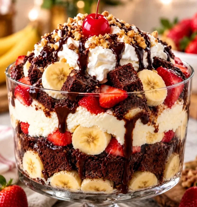 Banana Split Brownie Cheesecake Trifle