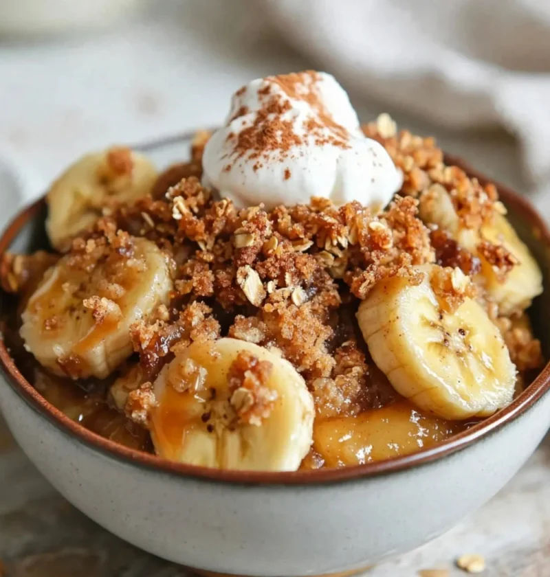 Caramelized banana crumble