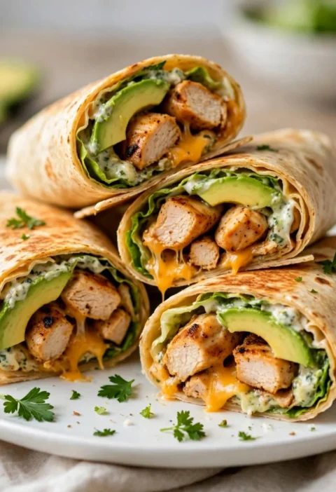 Chicken & Cheese and Avocado Wraps