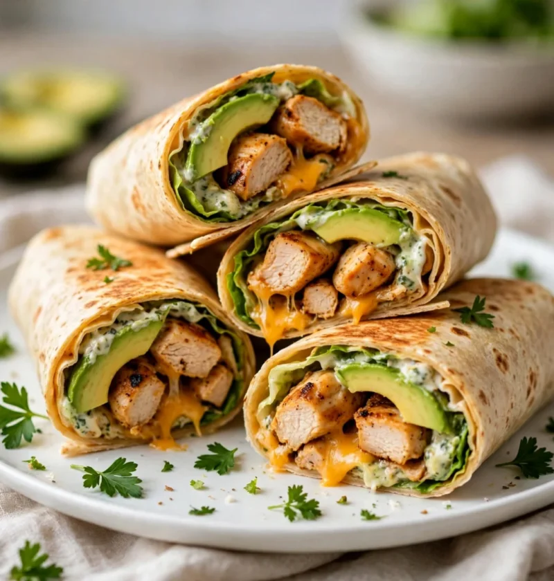 Chicken & Cheese and Avocado Wraps