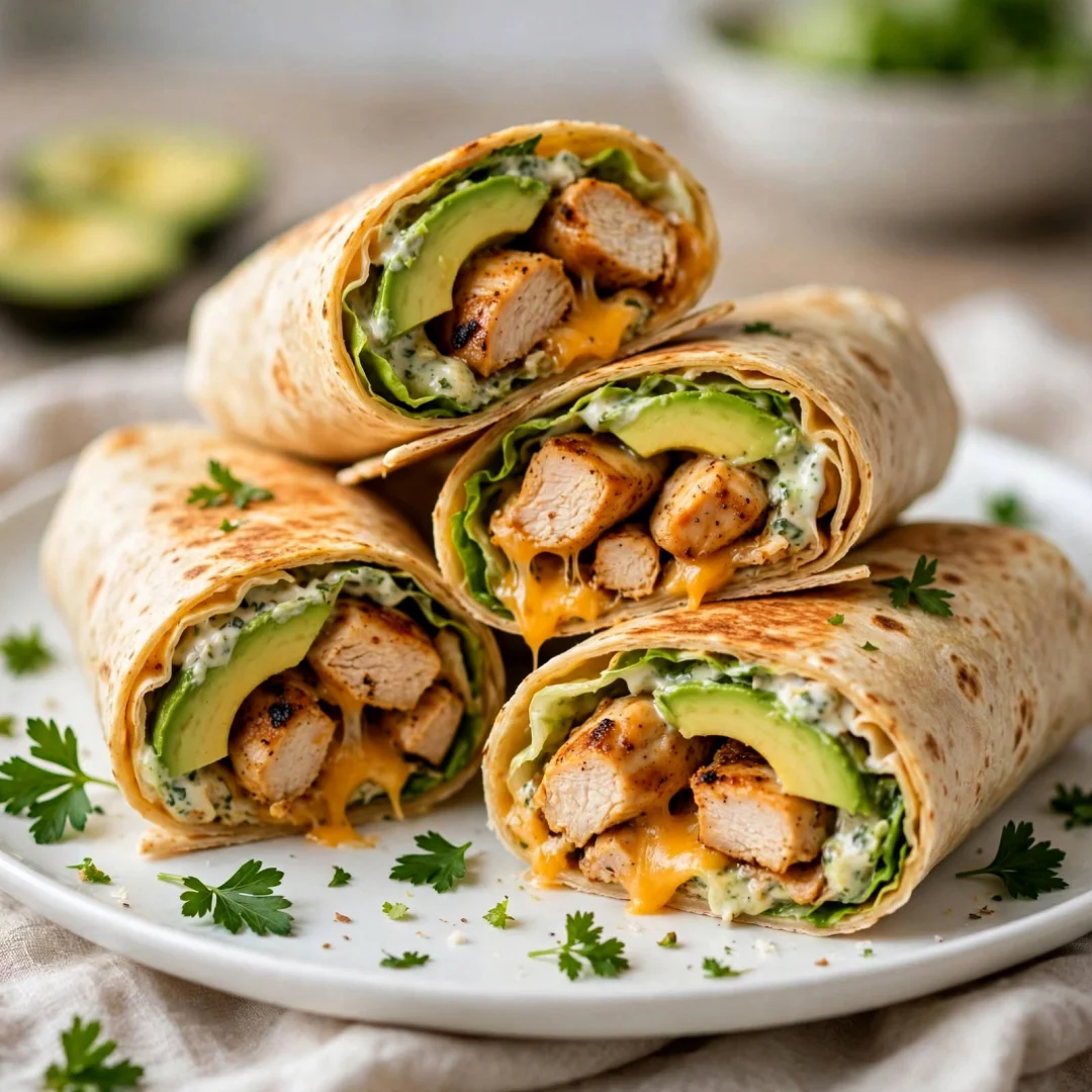 Chicken & Cheese and Avocado Wraps