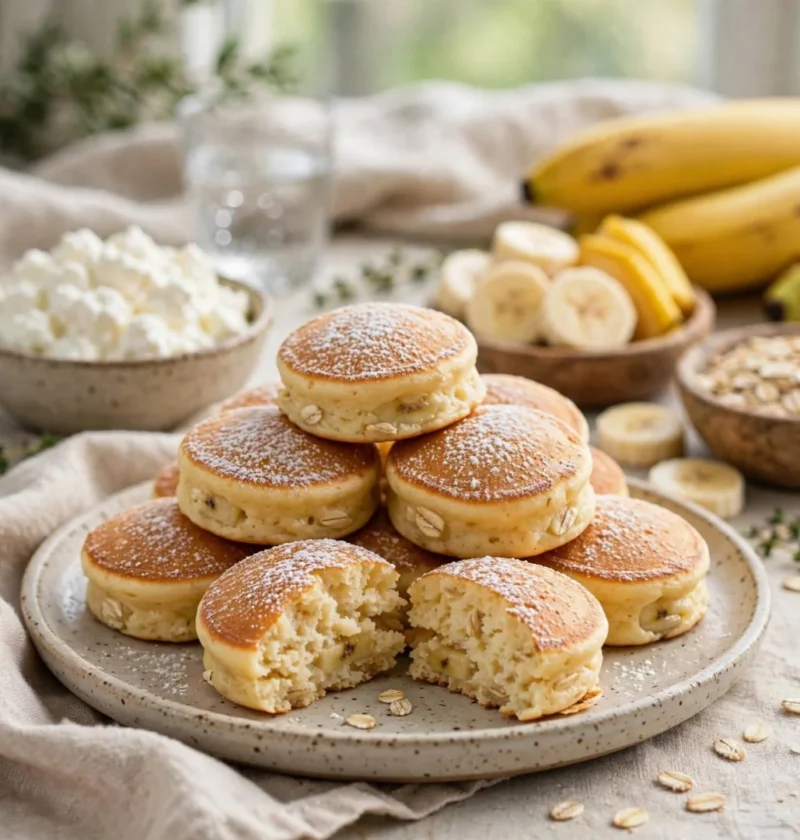 Cottage cheese banana oat protein pancake bites