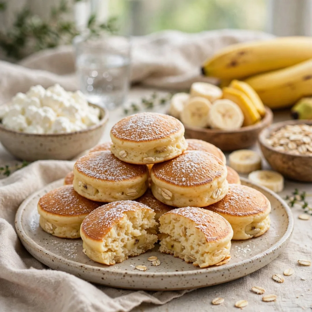 Cottage Cheese Banana Oat Protein Pancake Bites