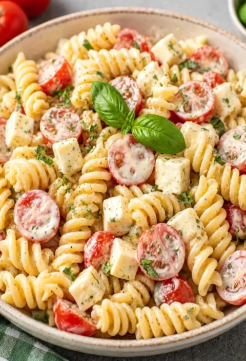 Creamy Cheese and Tomato Pasta Salad