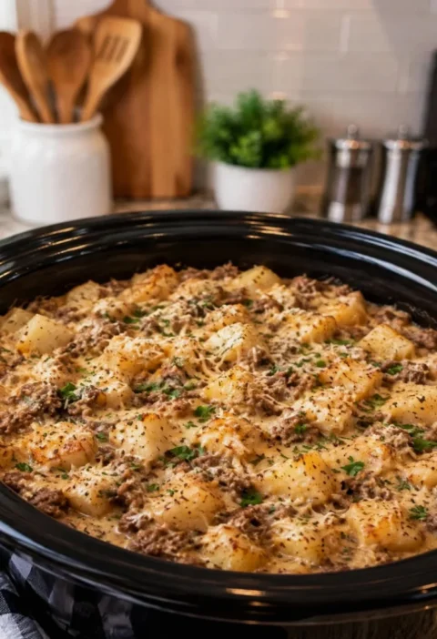 Creamy Garlic Parmesan Ground Beef and Potatoes