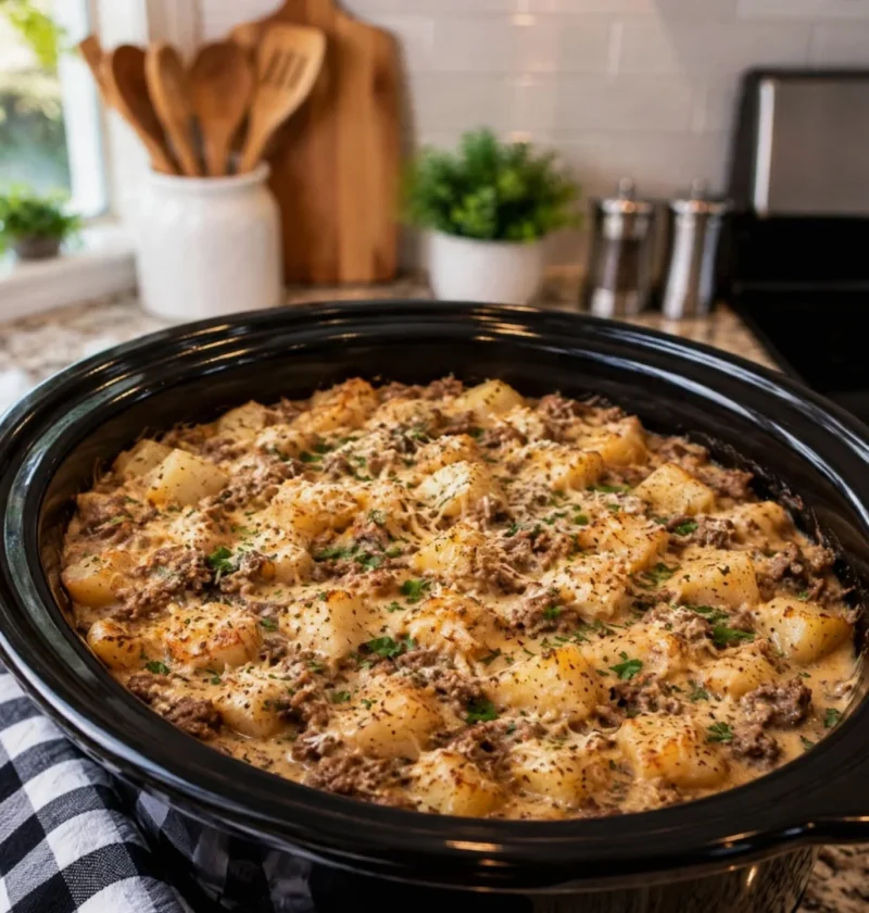 Creamy Garlic Parmesan Ground Beef and Potatoes