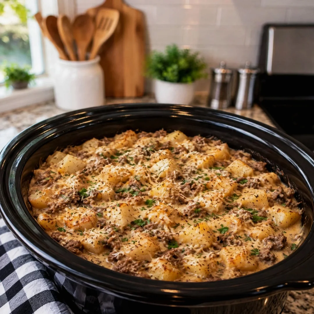Creamy Garlic Parmesan Ground Beef and Potatoes