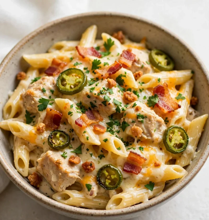 Crockpot Jalapeño Popper Chicken Bacon Pasta
