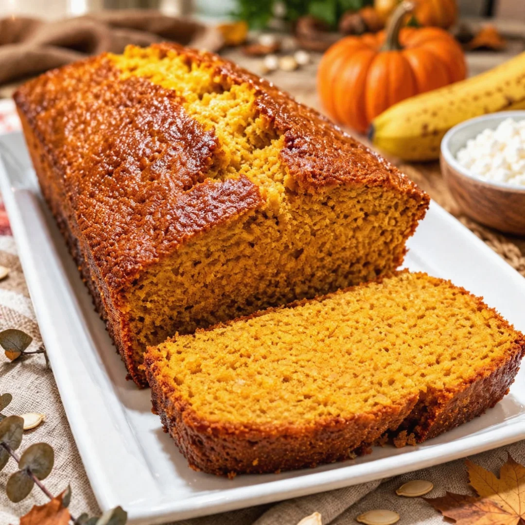 Flourless Banana Pumpkin Cottage Cheese Loaf