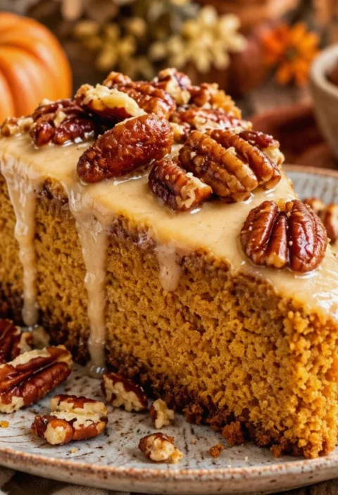 Flourless Maple Pecan Pumpkin Yogurt Cake