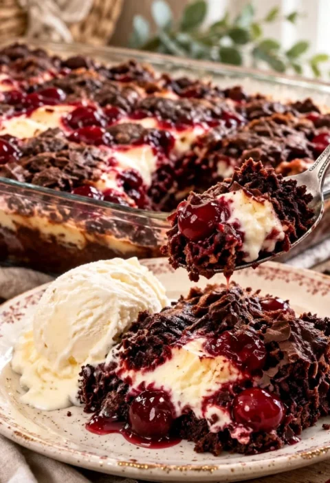 Grandma’s Black Forest Cream Cheese Dump Cake