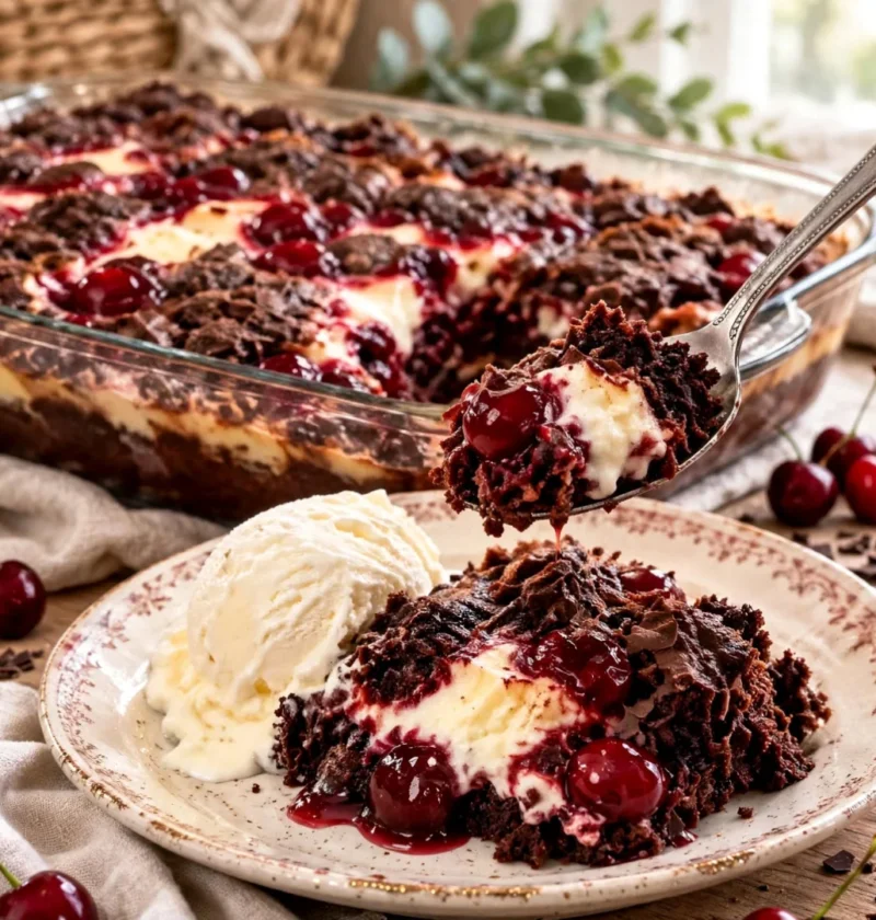 Grandma’s Black Forest Cream Cheese Dump Cake