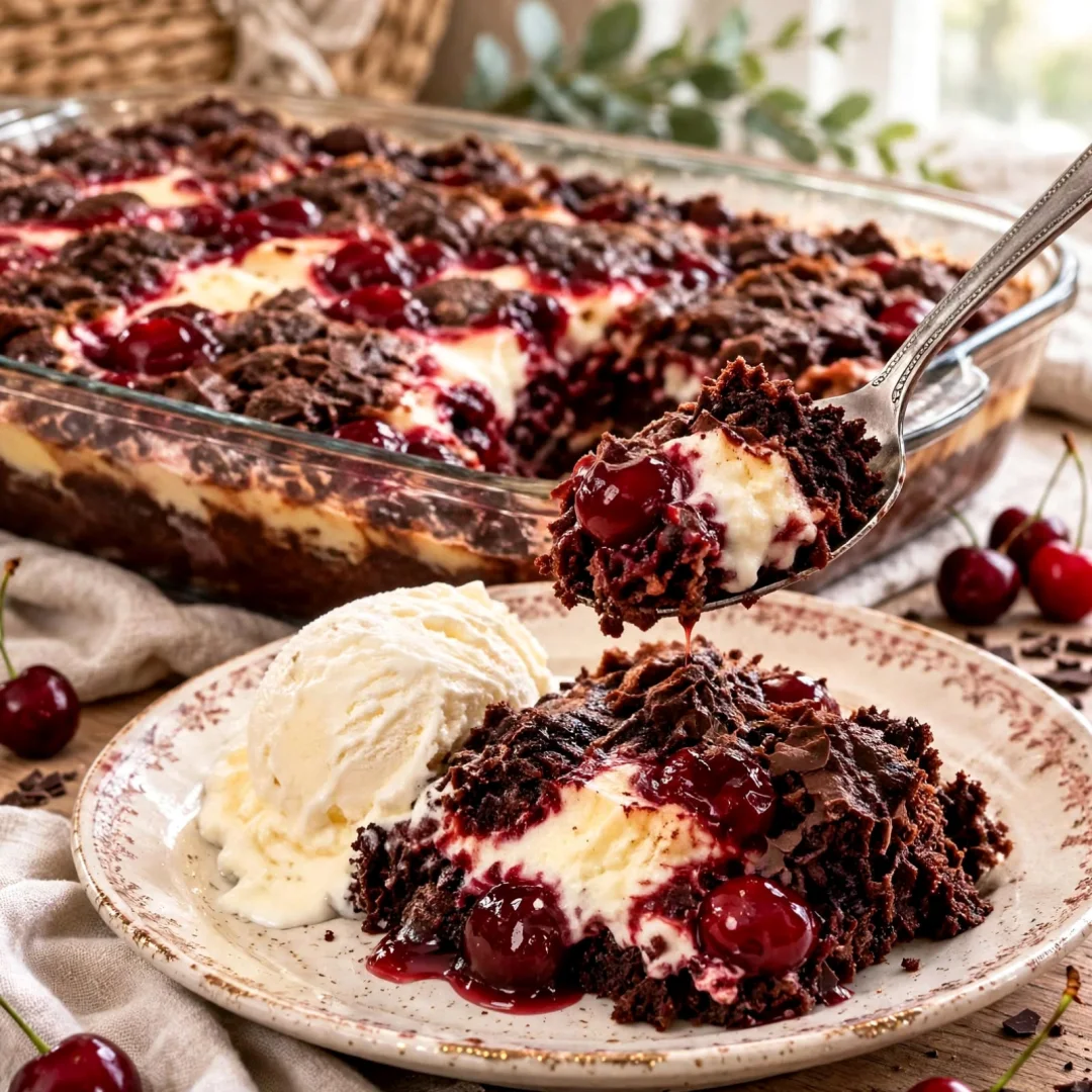 Grandma’s Black Forest Cream Cheese Dump Cake