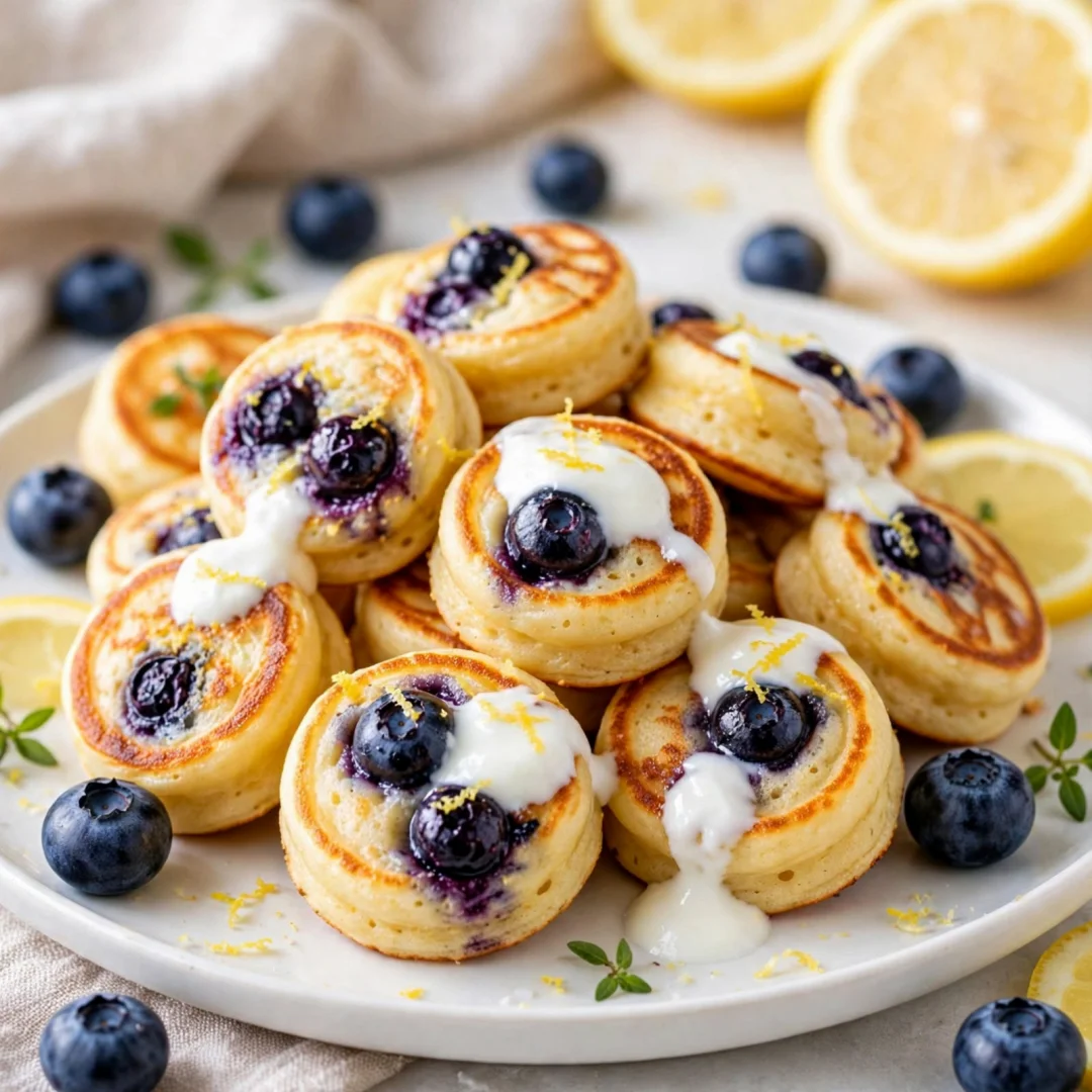 Greek Yogurt Lemon Blueberry Pancake Bites