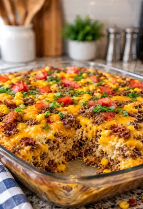 Loaded Cowboy Cheeseburger Casserole