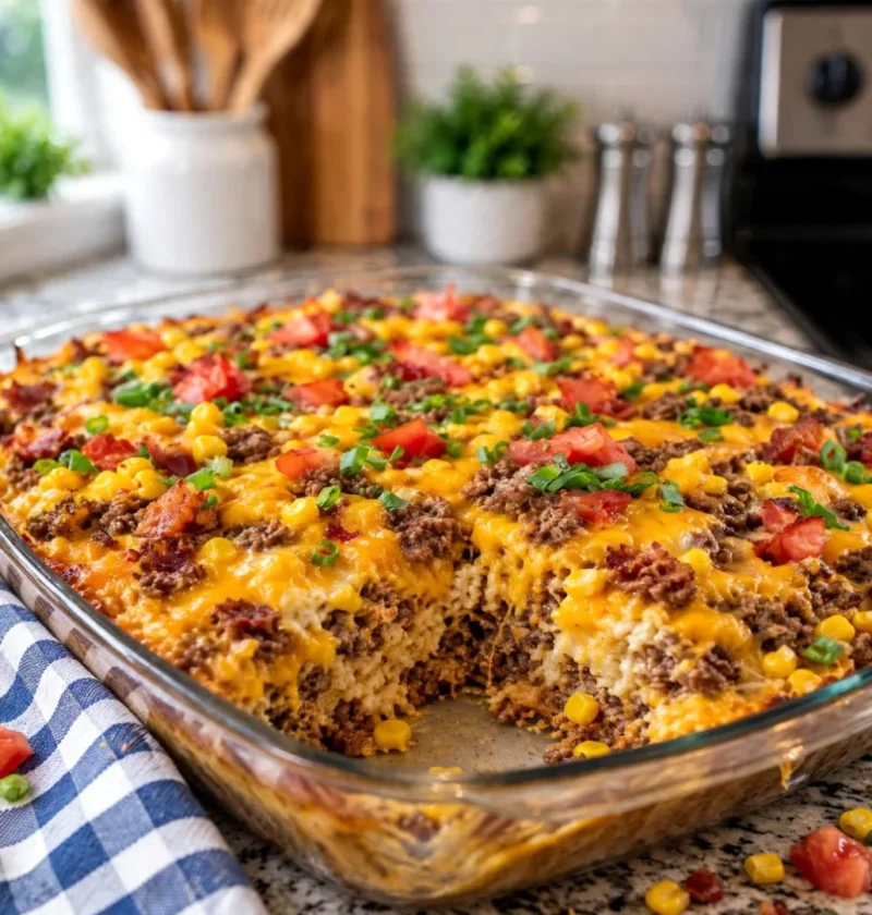 Loaded Cowboy Cheeseburger Casserole