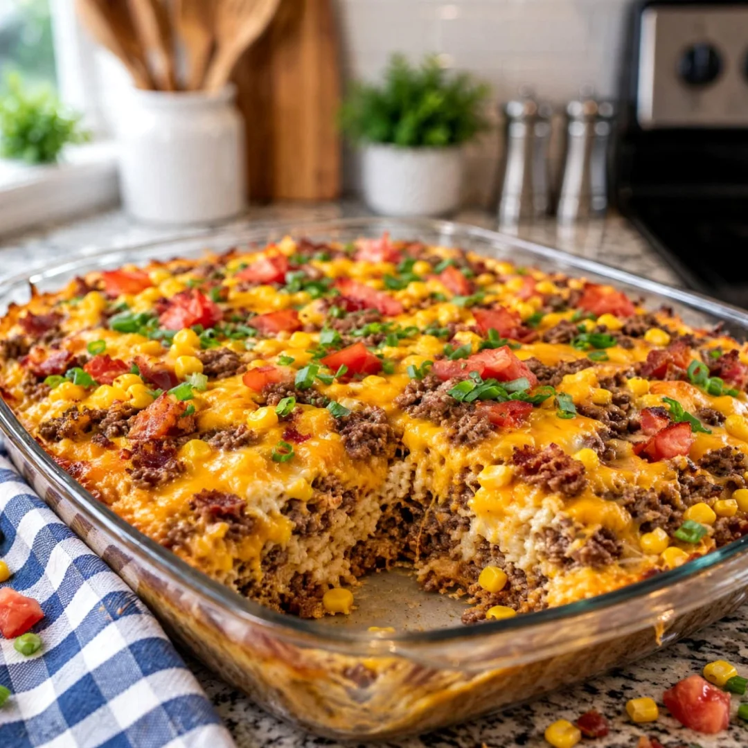 Loaded Cowboy Cheeseburger Casserole
