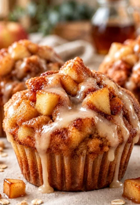 Maple Glazed Apple Pie Fritter Muffins